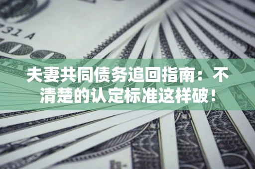 武汉夫妻共同债务追回指南：不清楚的认定标准这样破！